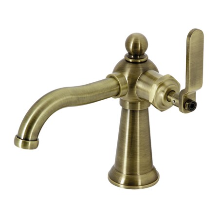 Kingston Brass KS3543KL Single-Handle Bathroom Faucet with Push Pop-Up, Antique Brass KS3543KL